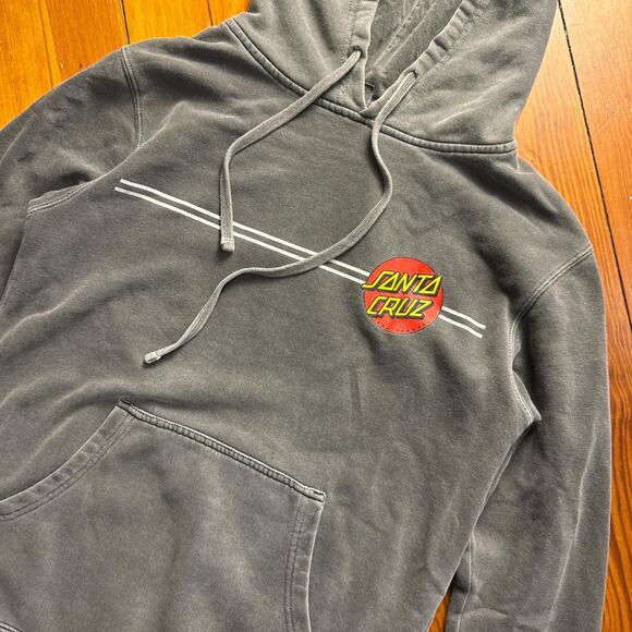 Grey "santa cruz" skateboards graphic grey hoodie sweatshirt - size small - Picture 3 of 8
